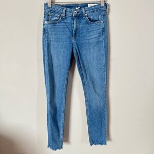 Rag & Bone Cate Mid Rise Ankle Skinny Jeans Raw Hem Blue Women's 28 Stretch